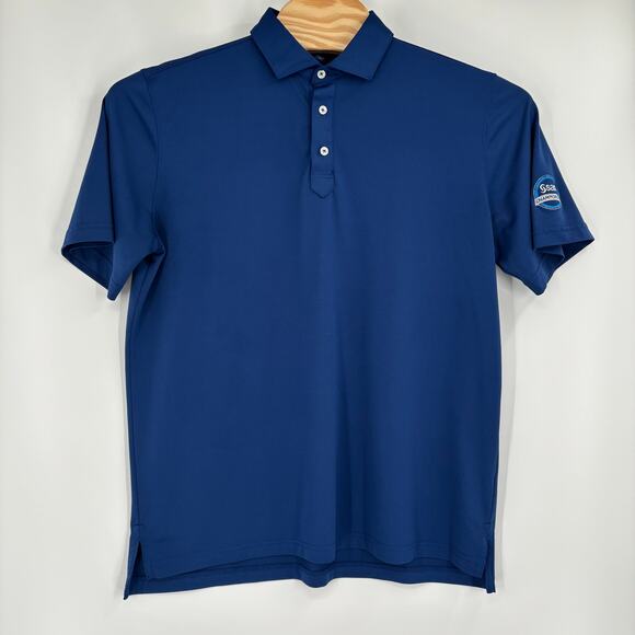 Stitch Mens Large Solid Navy Blue Short Sleeve Polo Golf Shirt - Picture 5 of 6